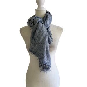 J Crew Scarf Cashmere Wool Blend Crinkled Freyed Hem Boho Preppy Winter